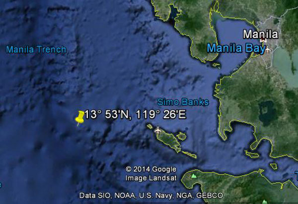 Approximate location of USS Growler